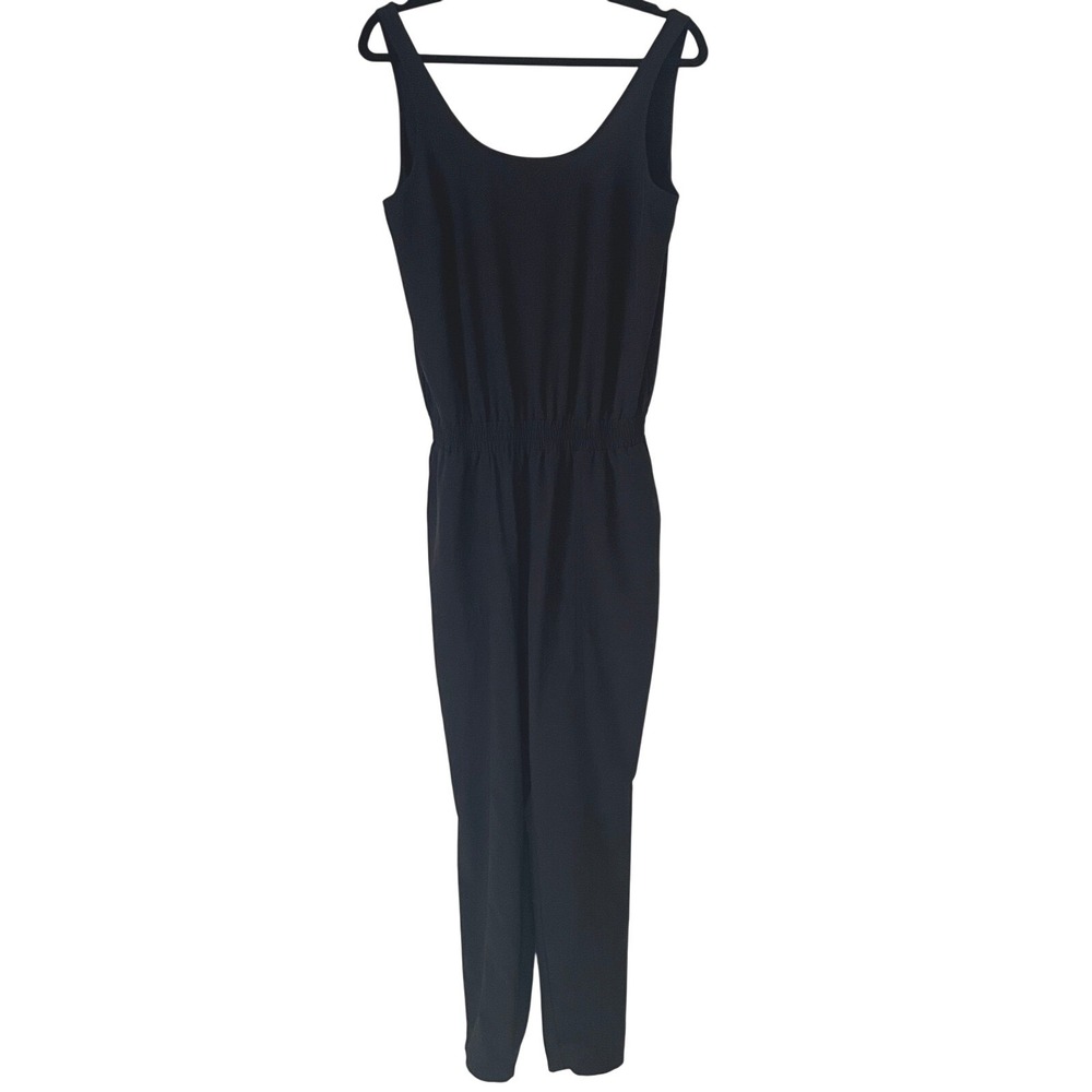 Athleta Roaming Sleeveless Jumpsuit Black Sz 4 Scoop Neck, Low Back